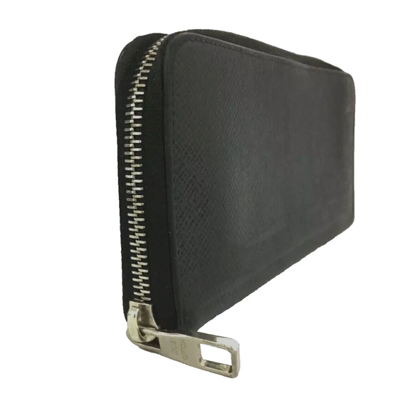 Authentic Louis Vuitton LV Taiga Leather Black Zippy Around Long Wallet Ardoise - Picture 3 of 11